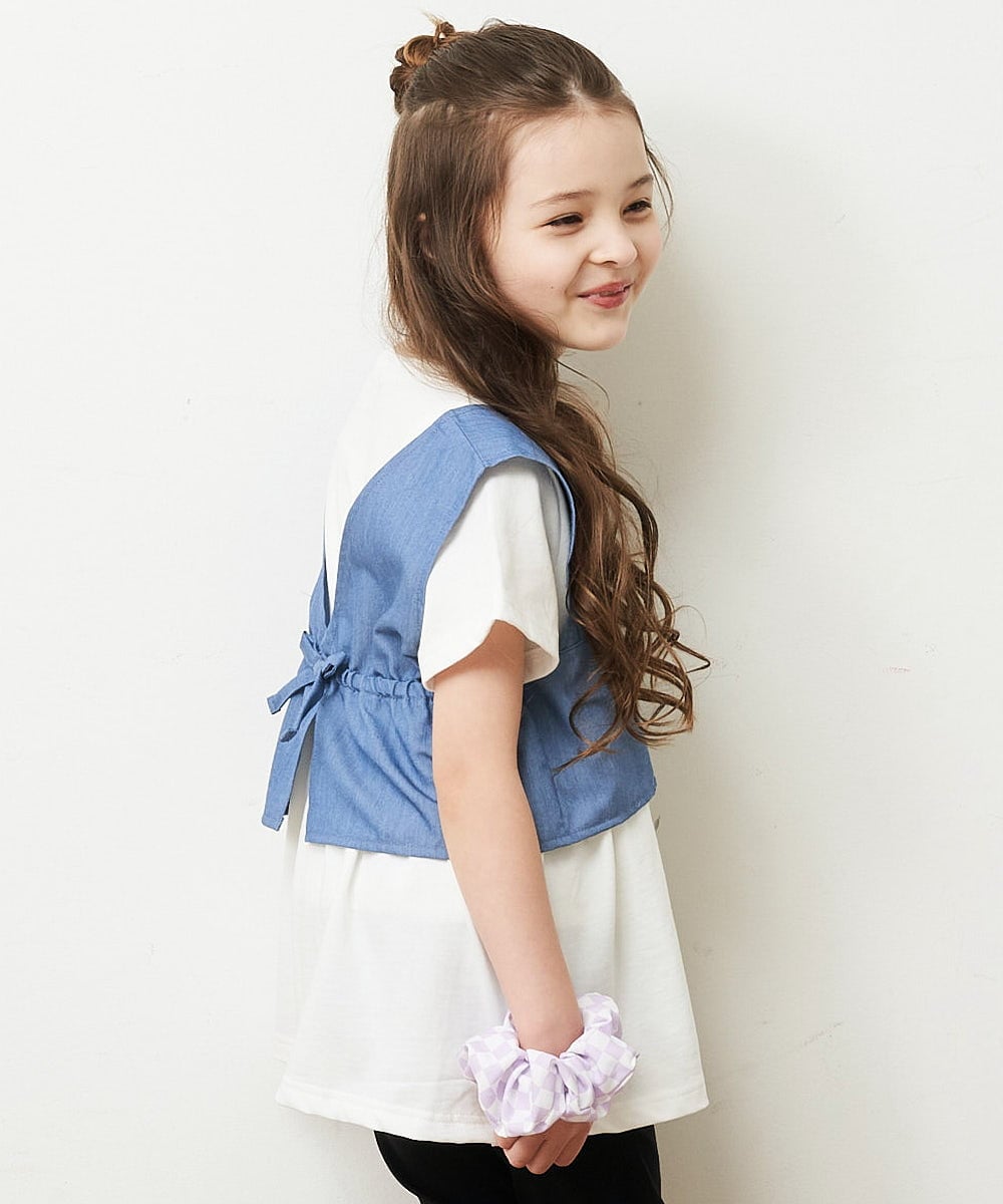KJKHP27029 a.v.v KIDS(アー・ヴェ・ヴェ) [100-130]【2点セット/セットアップ対応】バックリボンビスチェカットソーセット ブルー