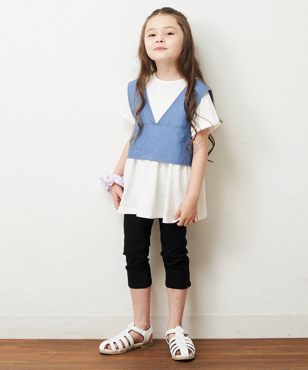 KJKHP27029 a.v.v KIDS(アー・ヴェ・ヴェ) [100-130]【2点セット/セットアップ対応】バックリボンビスチェカットソーセット ブルー