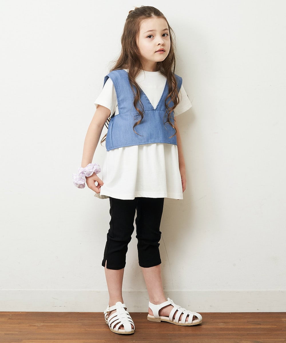 KJKHP27029 a.v.v KIDS(アー・ヴェ・ヴェ) [100-130]【2点セット/セットアップ対応】バックリボンビスチェカットソーセット ブルー