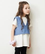 KJKHP27029 a.v.v KIDS(アー・ヴェ・ヴェ) [100-130]【2点セット/セットアップ対応】バックリボンビスチェカットソーセット ブルー