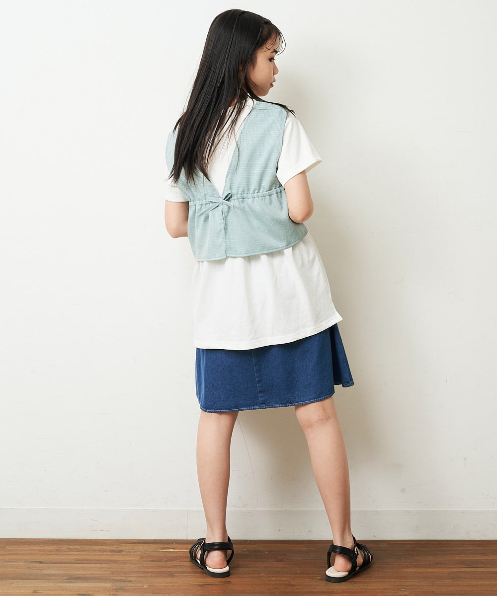 KJKHP27029 a.v.v KIDS(アー・ヴェ・ヴェ) [100-130]【2点セット/セットアップ対応】バックリボンビスチェカットソーセット ブルー
