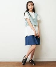 KJKHP27029 a.v.v KIDS(アー・ヴェ・ヴェ) [100-130]【2点セット/セットアップ対応】バックリボンビスチェカットソーセット ブルー