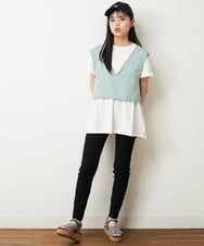 KJKHP27029 a.v.v KIDS(アー・ヴェ・ヴェ) [100-130]【2点セット/セットアップ対応】バックリボンビスチェカットソーセット ブルー