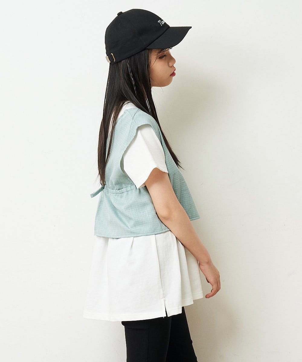 KJKHP27029 a.v.v KIDS(アー・ヴェ・ヴェ) [100-130]【2点セット/セットアップ対応】バックリボンビスチェカットソーセット ブルー