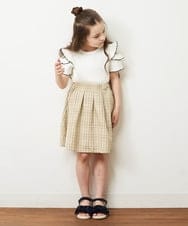 KJKHP30019 a.v.v KIDS(アー・ヴェ・ヴェ) [100-130]袖フリルテレコオープンショルダーTシャツ ホワイト