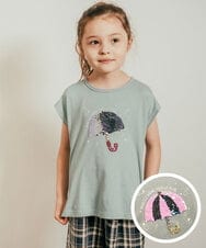 KJKHP60019 a.v.v KIDS(アー・ヴェ・ヴェ) [100-130]トゥインクルスパンコールTシャツ グリーン