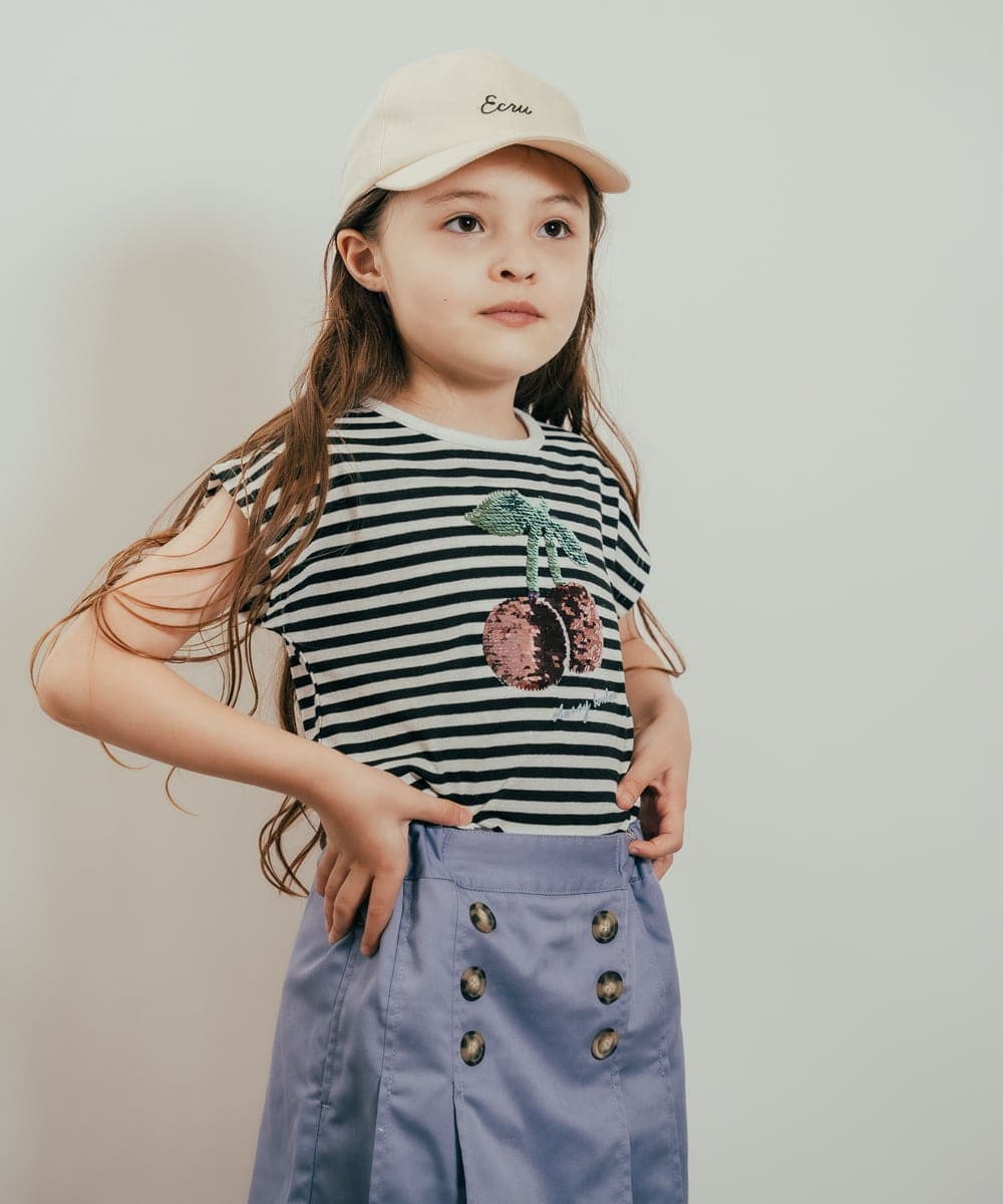 KJKHP60019 a.v.v KIDS(アー・ヴェ・ヴェ) [100-130]トゥインクルスパンコールTシャツ グリーン