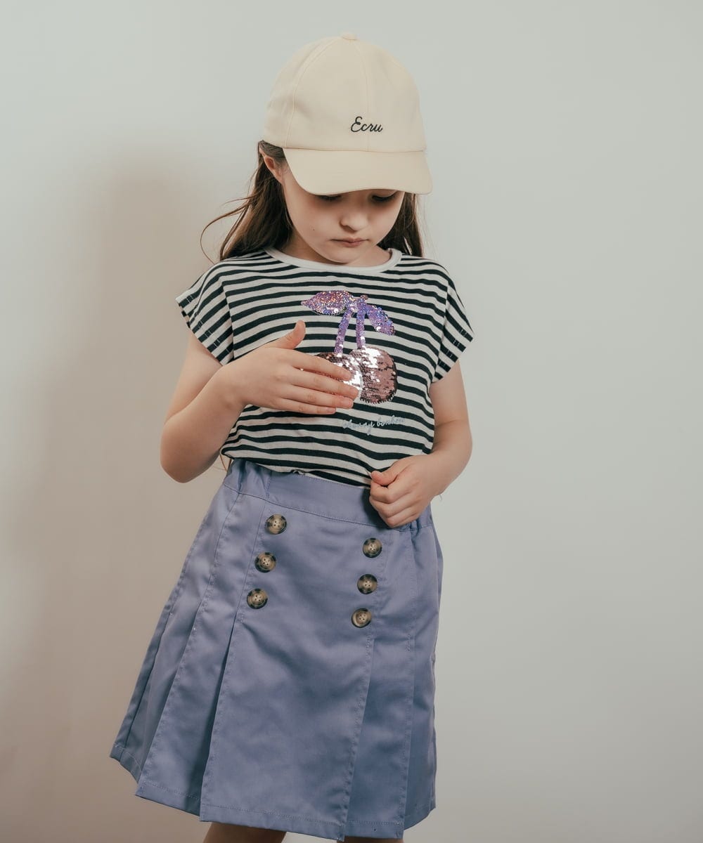 KJKHP60019 a.v.v KIDS(アー・ヴェ・ヴェ) [100-130]トゥインクルスパンコールTシャツ グリーン