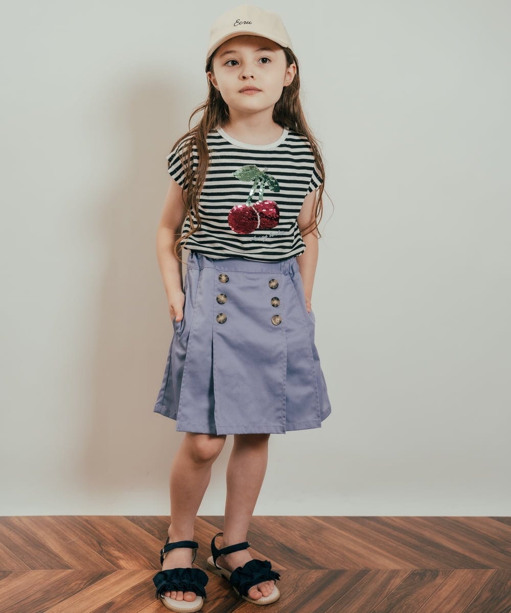 KJKHP60019 a.v.v KIDS(アー・ヴェ・ヴェ) [100-130]トゥインクルスパンコールTシャツ グリーン
