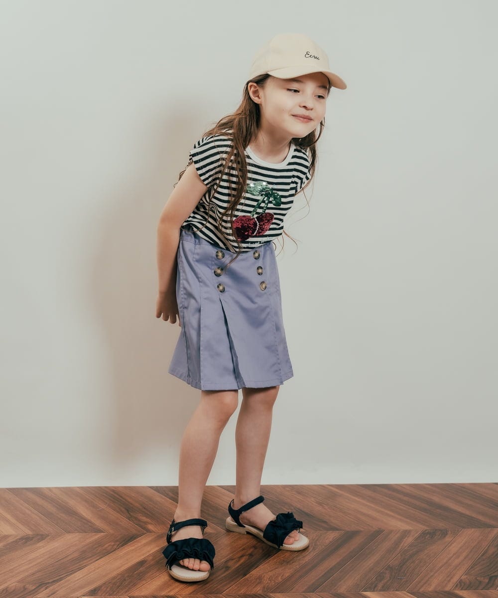 KJKHP60019 a.v.v KIDS(アー・ヴェ・ヴェ) [100-130]トゥインクルスパンコールTシャツ グリーン