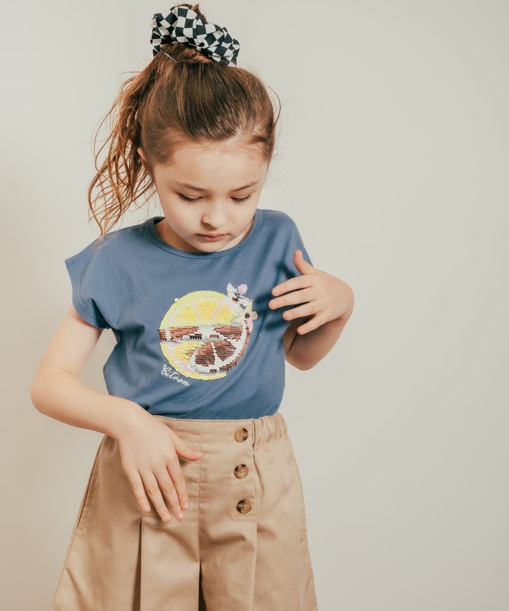 KJKHP60019 a.v.v KIDS(アー・ヴェ・ヴェ) [100-130]トゥインクルスパンコールTシャツ グリーン
