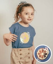 KJKHP60019 a.v.v KIDS(アー・ヴェ・ヴェ) [100-130]トゥインクルスパンコールTシャツ ライトブルー