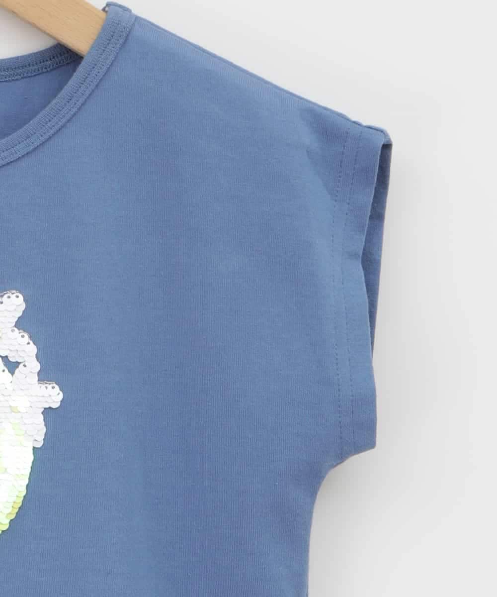 KJKHP60019 a.v.v KIDS(アー・ヴェ・ヴェ) [100-130]トゥインクルスパンコールTシャツ ライトブルー