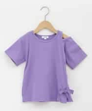 KJKHP64024 a.v.v KIDS(アー・ヴェ・ヴェ) [100-130]リボンデザイン肩あきTシャツ パープル
