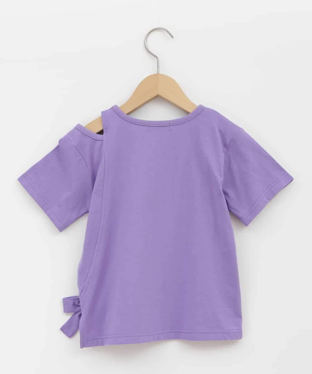 KJKHP64024 a.v.v KIDS(アー・ヴェ・ヴェ) [100-130]リボンデザイン肩あきTシャツ パープル