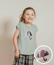 KJKHQ60024 a.v.v KIDS(アー・ヴェ・ヴェ) [140-150]トゥインクルスパンコールTシャツ グリーン