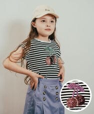 KJKHQ60024 a.v.v KIDS(アー・ヴェ・ヴェ) [140-150]トゥインクルスパンコールTシャツ アイボリー