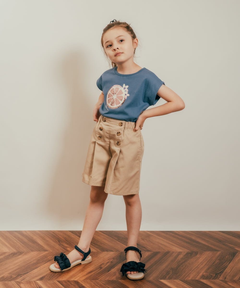 KJKHQ60024 a.v.v KIDS(アー・ヴェ・ヴェ) [140-150]トゥインクルスパンコールTシャツ アイボリー