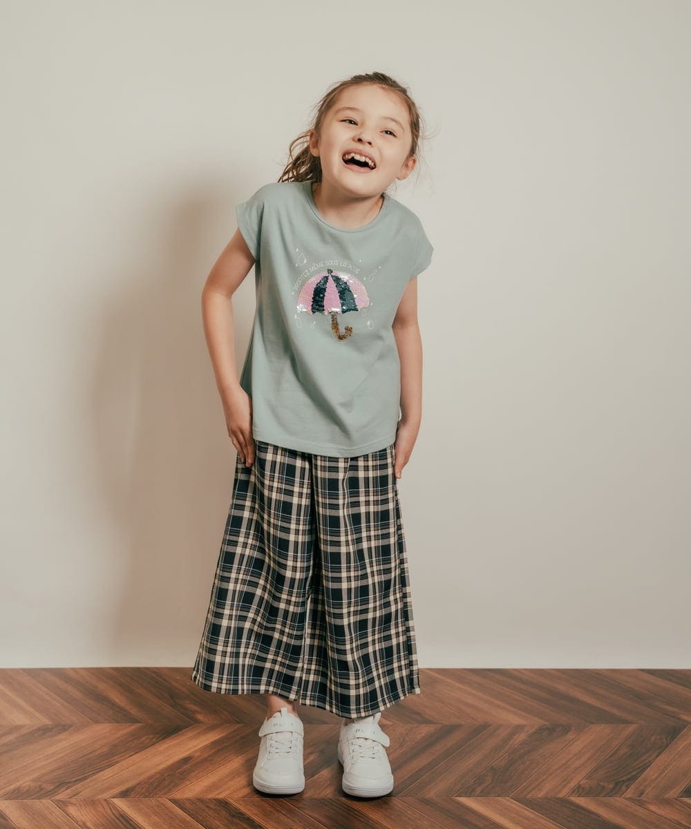 KJKHQ60024 a.v.v KIDS(アー・ヴェ・ヴェ) [140-150]トゥインクルスパンコールTシャツ アイボリー