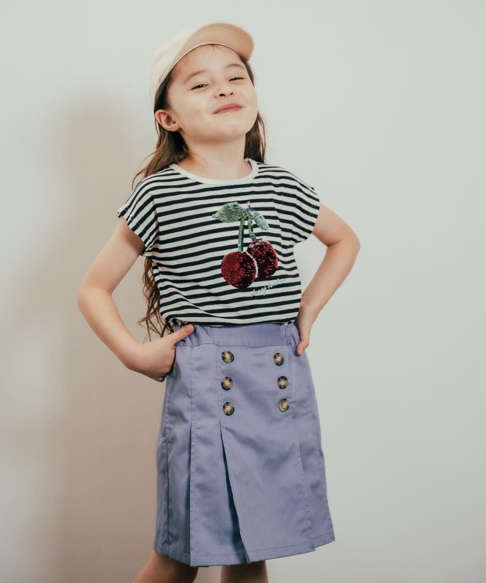 KJKHQ60024 a.v.v KIDS(アー・ヴェ・ヴェ) [140-150]トゥインクルスパンコールTシャツ アイボリー