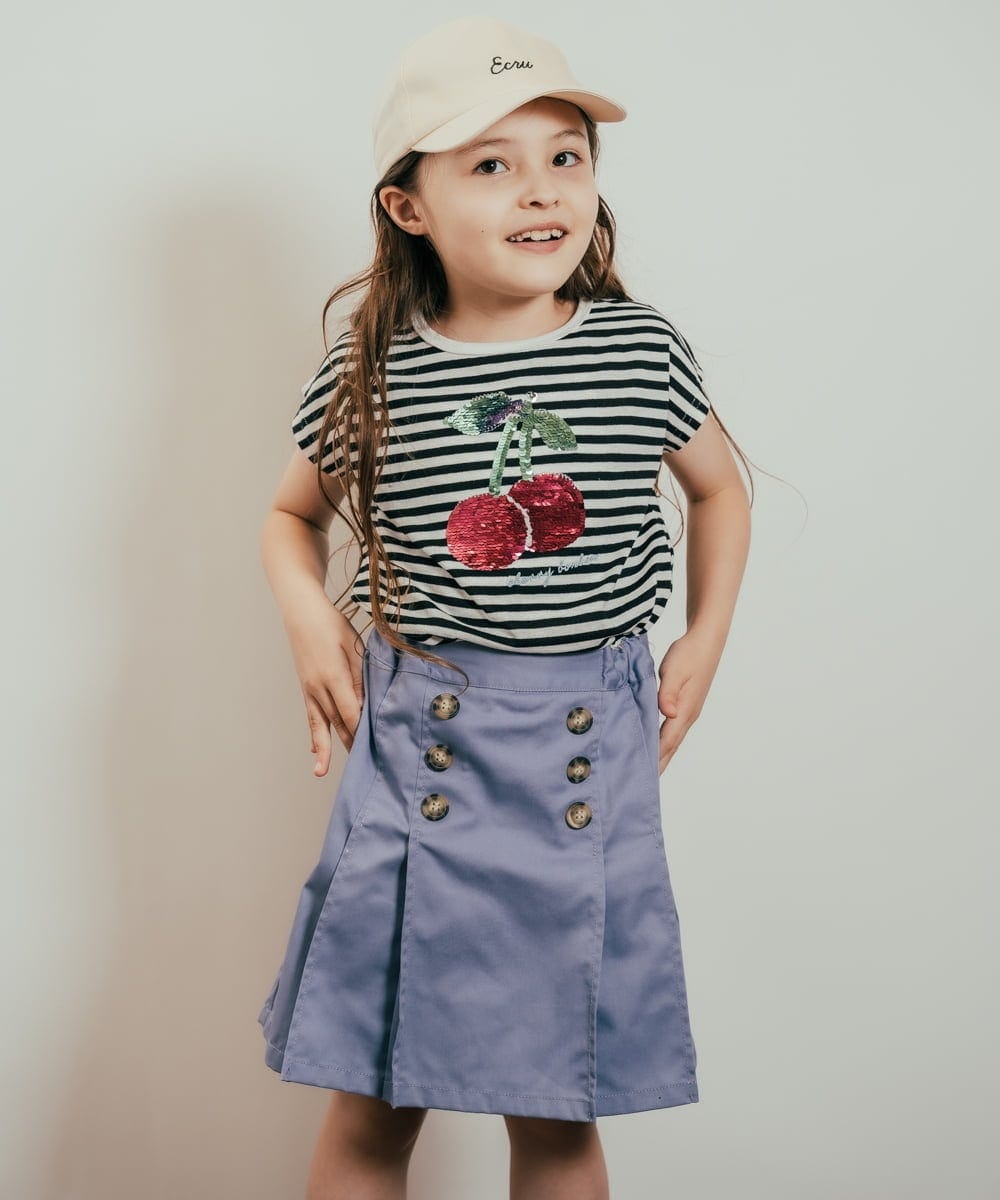 KJKHQ60024 a.v.v KIDS(アー・ヴェ・ヴェ) [140-150]トゥインクルスパンコールTシャツ アイボリー