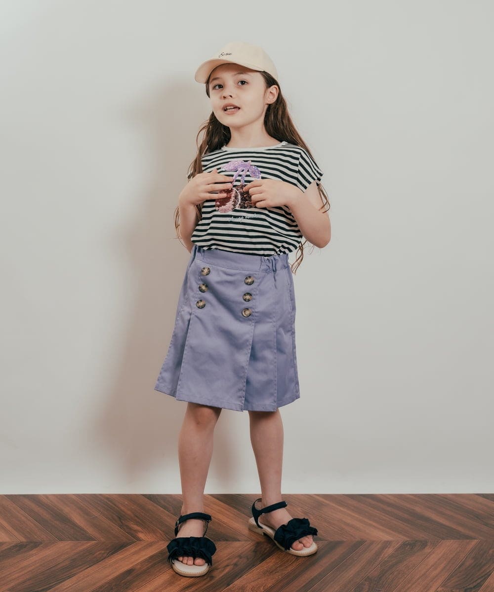 KJKHQ60024 a.v.v KIDS(アー・ヴェ・ヴェ) [140-150]トゥインクルスパンコールTシャツ アイボリー