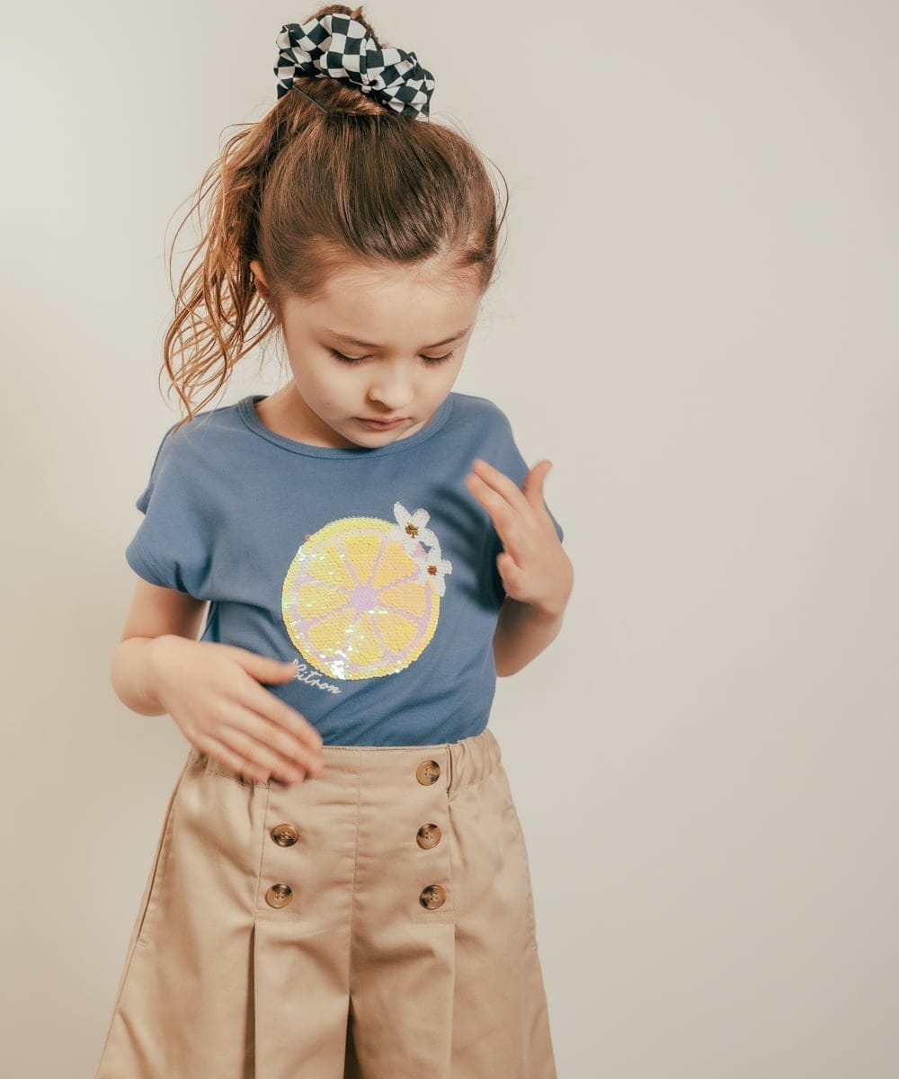 KJKHQ60024 a.v.v KIDS(アー・ヴェ・ヴェ) [140-150]トゥインクルスパンコールTシャツ アイボリー