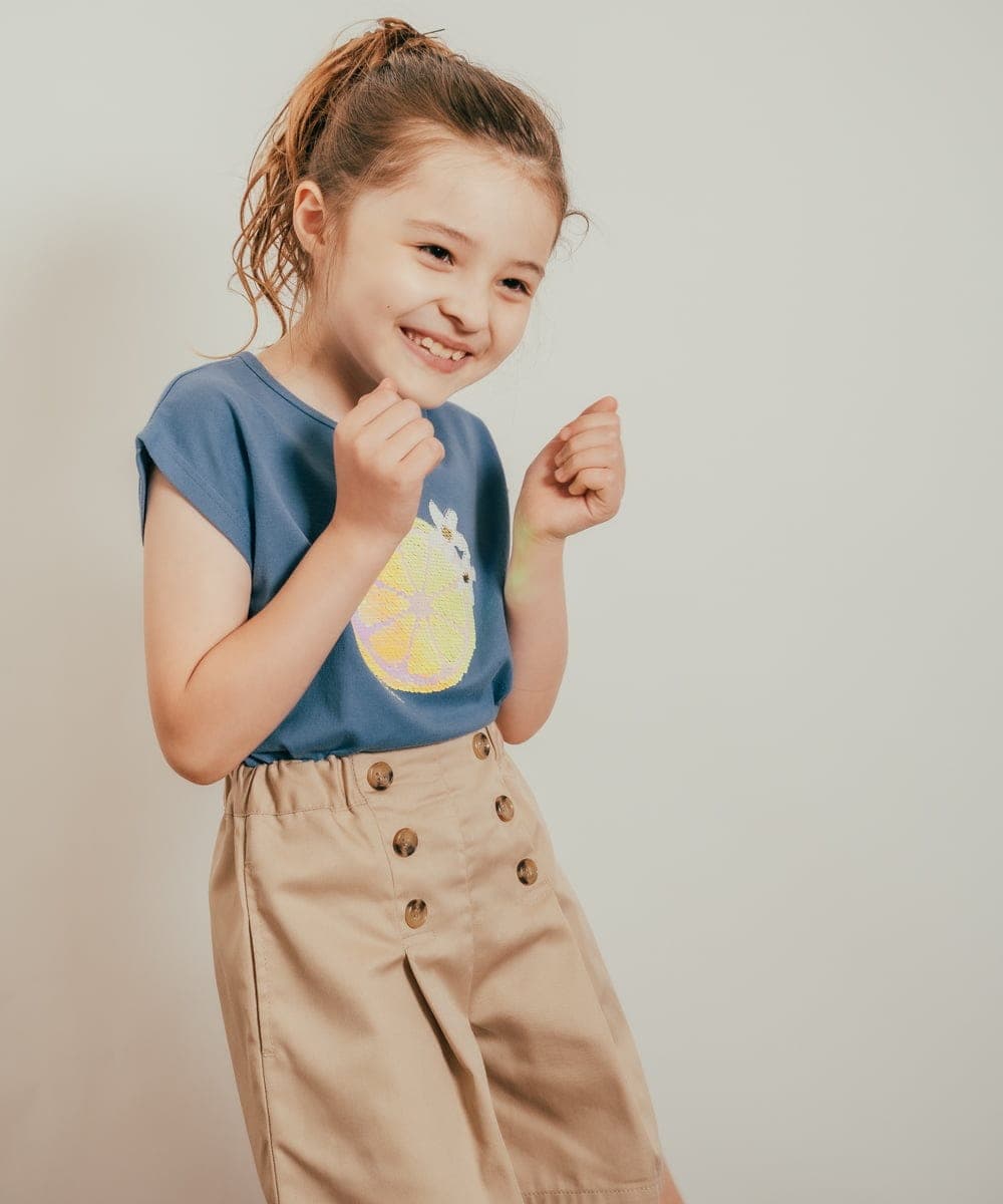 KJKHQ60024 a.v.v KIDS(アー・ヴェ・ヴェ) [140-150]トゥインクルスパンコールTシャツ アイボリー