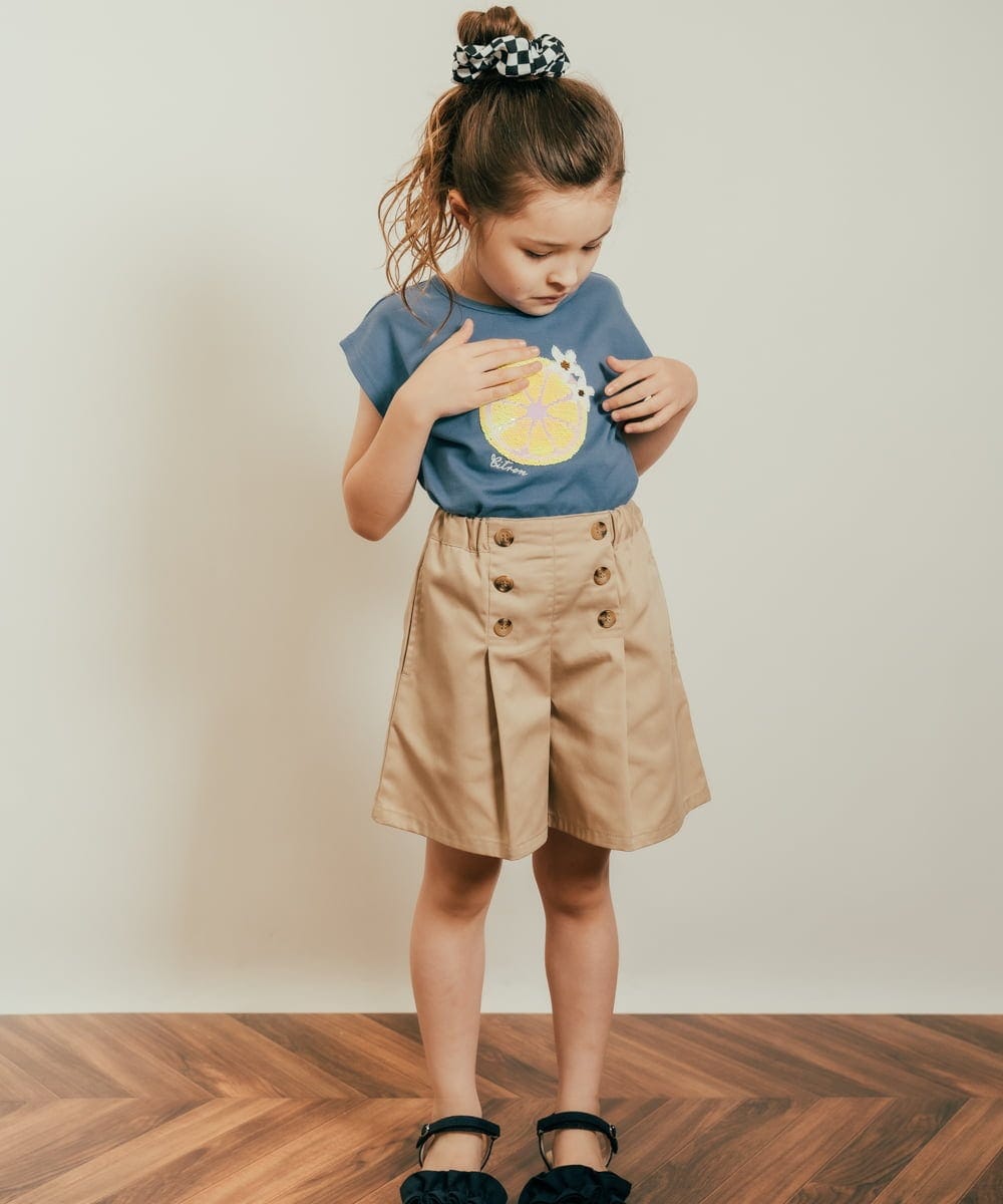 KJKHQ60024 a.v.v KIDS(アー・ヴェ・ヴェ) [140-150]トゥインクルスパンコールTシャツ アイボリー