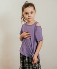 KJKHQ64029 a.v.v KIDS(アー・ヴェ・ヴェ) [140-150]リボンデザイン肩あきTシャツ パープル