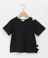 KJKHR64034 a.v.v KIDS(アー・ヴェ・ヴェ) [160]リボンデザイン肩あきTシャツ ブラック