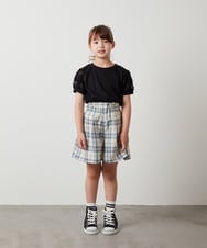 KJKHS20024 a.v.v KIDS(アー・ヴェ・ヴェ) [100-130]【セットアップ対応】パフスリーブ異素材Ｔシャツ ライトブルー