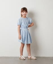 KJKHS20024 a.v.v KIDS(アー・ヴェ・ヴェ) [100-130]【セットアップ対応】パフスリーブ異素材Ｔシャツ ライトブルー