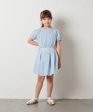 KJKHS20024 a.v.v KIDS(アー・ヴェ・ヴェ) [100-130]【セットアップ対応】パフスリーブ異素材Ｔシャツ ライトブルー