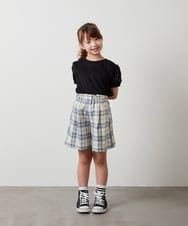 KJKHS20024 a.v.v KIDS(アー・ヴェ・ヴェ) [100-130]【セットアップ対応】パフスリーブ異素材Ｔシャツ ライトブルー