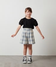 KJKHS20024 a.v.v KIDS(アー・ヴェ・ヴェ) [100-130]【セットアップ対応】パフスリーブ異素材Ｔシャツ ライトブルー