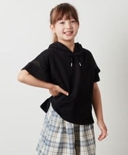 KJKHS21019 a.v.v KIDS(アー・ヴェ・ヴェ) [100-130]袖シアーフーディTシャツ ホワイト