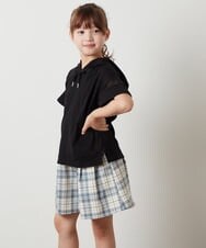 KJKHS21019 a.v.v KIDS(アー・ヴェ・ヴェ) [100-130]袖シアーフーディTシャツ ホワイト