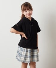 KJKHS21019 a.v.v KIDS(アー・ヴェ・ヴェ) [100-130]袖シアーフーディTシャツ ホワイト