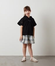 KJKHS21019 a.v.v KIDS(アー・ヴェ・ヴェ) [100-130]袖シアーフーディTシャツ ホワイト