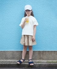 KJKHS21019 a.v.v KIDS(アー・ヴェ・ヴェ) [100-130]袖シアーフーディTシャツ ホワイト