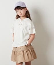 KJKHS21019 a.v.v KIDS(アー・ヴェ・ヴェ) [100-130]袖シアーフーディTシャツ ホワイト