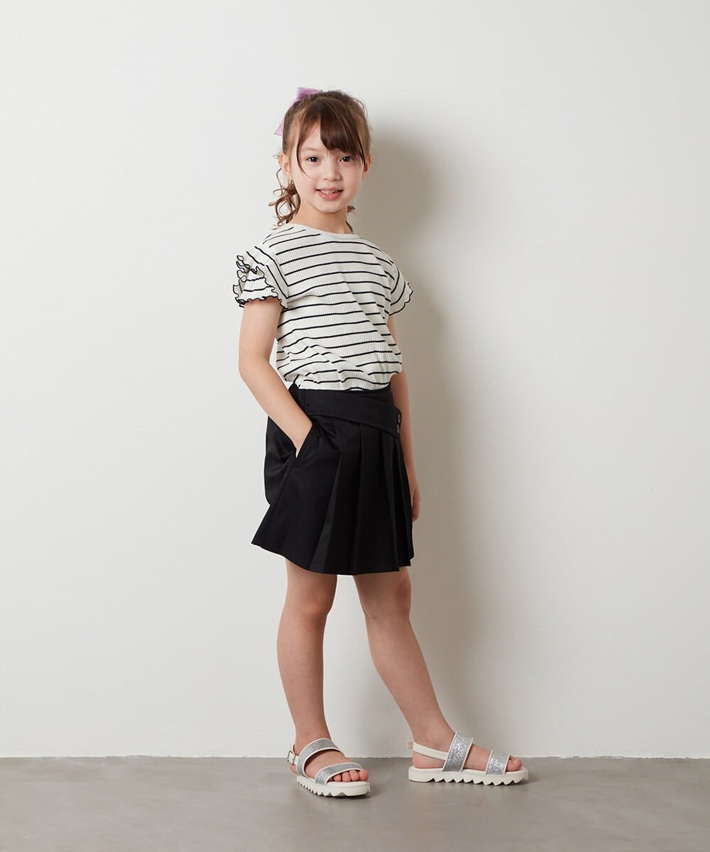 KJKHS22019 a.v.v KIDS(アー・ヴェ・ヴェ) [100-130]オフショル袖フリルテレコトップス ホワイト