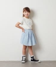 KJKHS23019 a.v.v KIDS(アー・ヴェ・ヴェ) [100-130]ビッグロゴ刺繍Tシャツ ホワイト