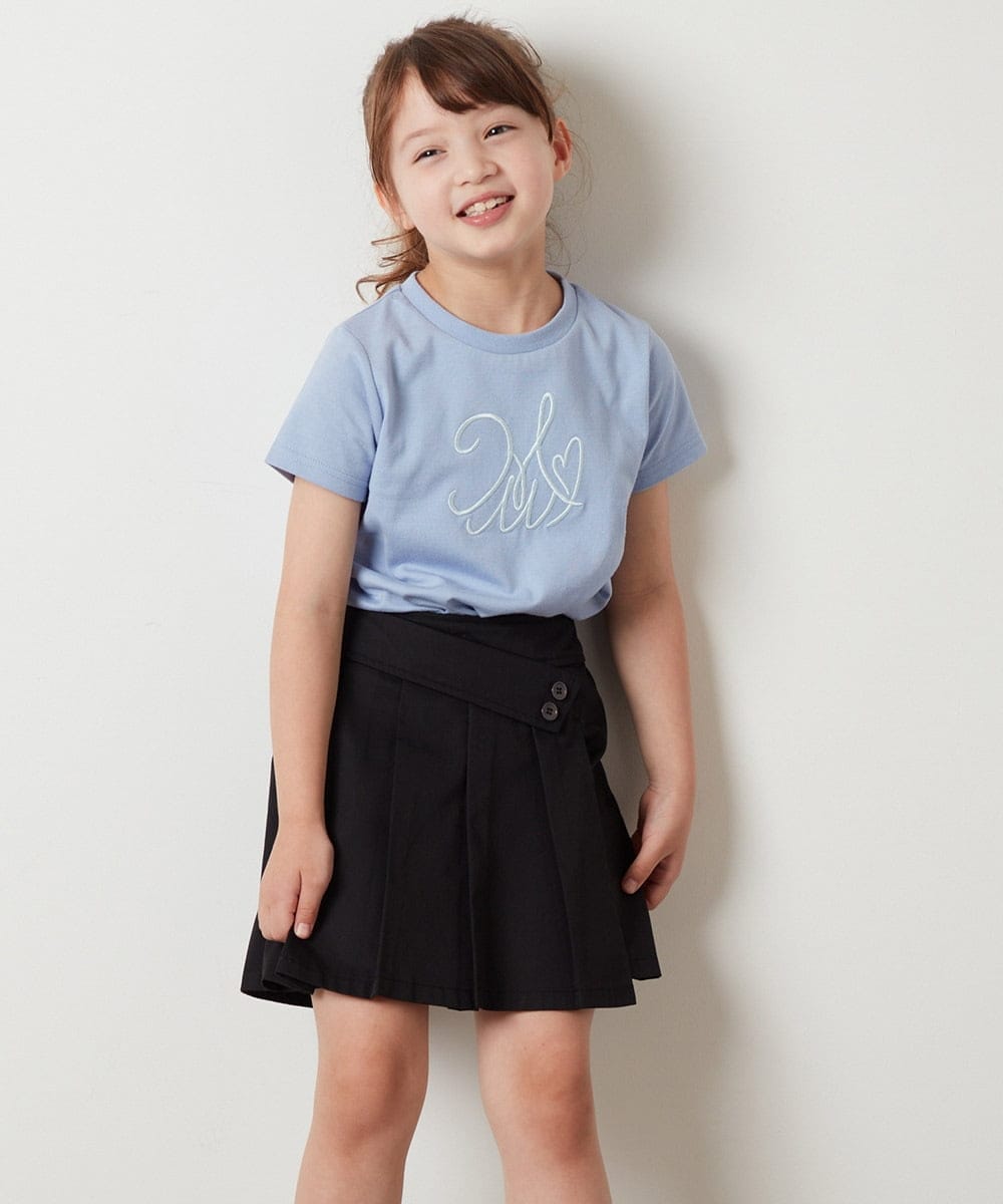 KJKHS23019 a.v.v KIDS(アー・ヴェ・ヴェ) [100-130]ビッグロゴ刺繍Tシャツ ホワイト