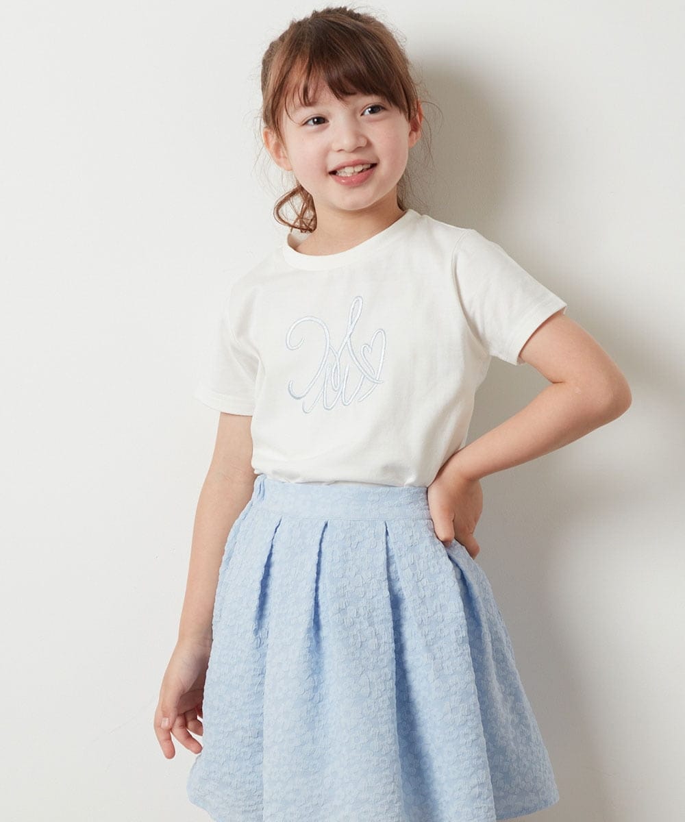 KJKHS23019 a.v.v KIDS(アー・ヴェ・ヴェ) [100-130]ビッグロゴ刺繍Tシャツ ホワイト