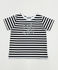 KJKHS23019 a.v.v KIDS(アー・ヴェ・ヴェ) [100-130]ビッグロゴ刺繍Tシャツ ボーダー