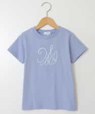 KJKHS23019 a.v.v KIDS(アー・ヴェ・ヴェ) [100-130]ビッグロゴ刺繍Tシャツ ライトブルー