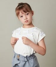 KJKHS24019 a.v.v KIDS(アー・ヴェ・ヴェ) [100-130]プチリボン半袖Ｔシャツ ホワイト