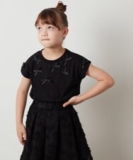 KJKHS24019 a.v.v KIDS(アー・ヴェ・ヴェ) [100-130]プチリボン半袖Ｔシャツ ホワイト